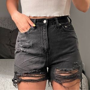 black denim shorts